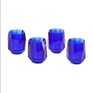 RACHEL ZOE SET OF 4 BLUE ACRYLIC CRYSTAL TUMBLER GLASS